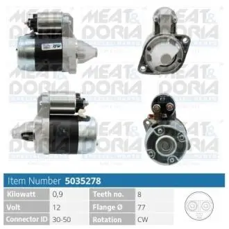 Стартер Hyundai Accent 1.3-1.5 94-00/Mitsubishi Colt 1.2-1.8 84-96 (0.9kw) (z=8) = 110315 MEAT&DORIA 5035278