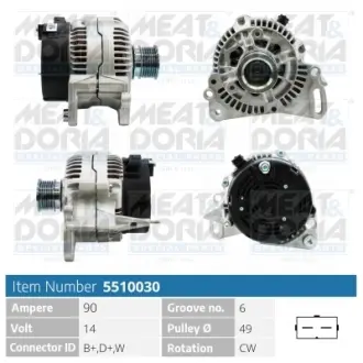 Генератор VW T4/Passat/Golf/Jetta/Polo 1.0-2.0 88-10 (12V/90A) = 111479 MEAT&DORIA 5510030