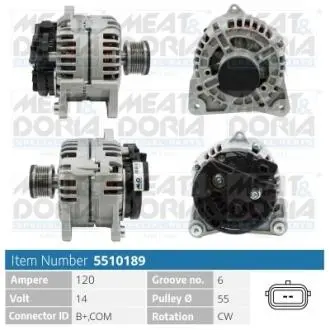MEATDORIA RENAULT Генератор CLIO III (BR0/1, CR0/1) 1.5 dCi 05-10 MEAT&DORIA 5510189