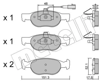 Колодки гальмівні (передні) Fiat Bravo/Brava 95-01/Marea 96-02/Lancia Delta II 94-99 (+датчик) Metelli 22-0079-0
