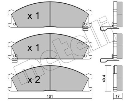 Гальмівні колодки, дискове гальмо (набір) Metelli 2201071