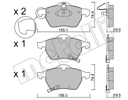 Гальмівні колодки, дискове гальмо (набір) Metelli 2201182