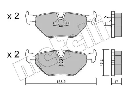 Колодки гальмівні (задні) BMW 3 (E30/E36/E46) 90-98/ 5 (E34) -97 (Teves) Metelli 22-0125-0