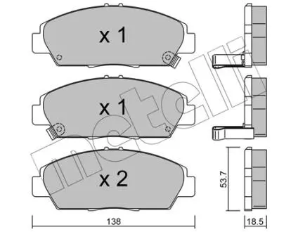 Гальмівні колодки, дискове гальмо (набір) Metelli 2201720