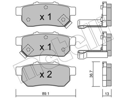 Тормозные колодки (задние) Honda Jazz III/IV 02- Metelli 22-0176-1 (фото 1)