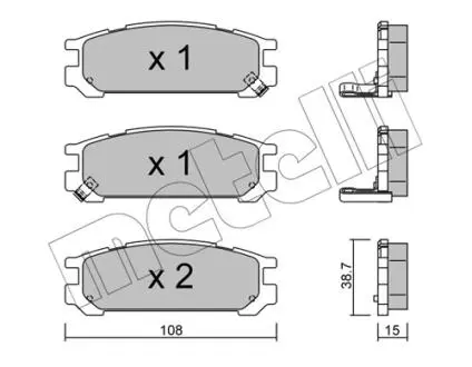 Гальмівні колодки, дискове гальмо (набір) Metelli 2202040