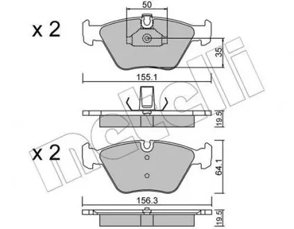 Тормозные колодки (передние) BMW 5 (E39) 96-04/3 (E46) 00-06 Metelli 22-0207-0