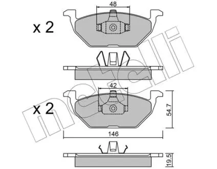 Колодки гальмівні (передні) Audi A3/Seat Toledo 96-04/Skoda Octavia 96-07/VW Golf 97-05/Polo 02- Metelli 22-0211-1