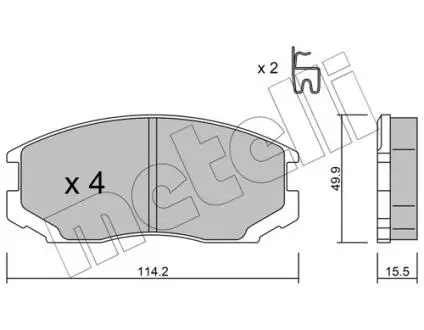 Колодки гальмівні (передні) Mitsubishi Colt/Lancer 1.3-1.6/1.8-2.0D 95-03 Metelli 22-0221-1
