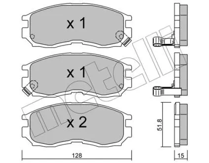 Колодки гальмівні (передні) Mitsubishi Colt 90-96/Galant/Lancer 88-04/Space Wagon 91-98 Metelli 22-0224-0