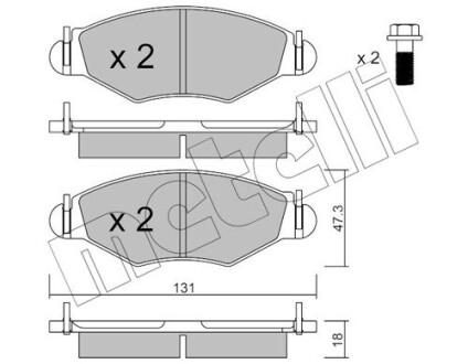 Гальмівні колодки, дискове гальмо (набір) Metelli 2202541