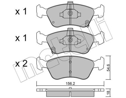 Гальмівні колодки, дискове гальмо (набір) Metelli 2202870 (фото 1)