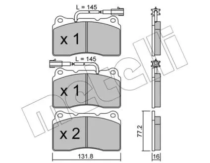 Колодки гальмівні (передні) Alfa Romeo 159/166/Spider 98-11 Metelli 22-0288-0