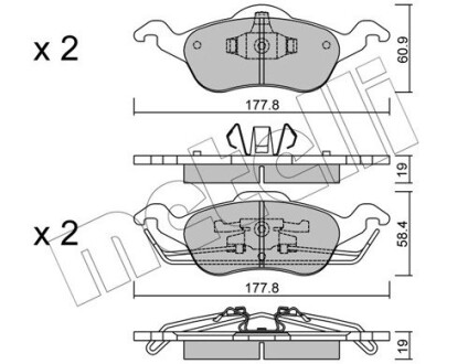 Тормозные колодки (передние) Ford Focus 98-05 Metelli 22-0291-0