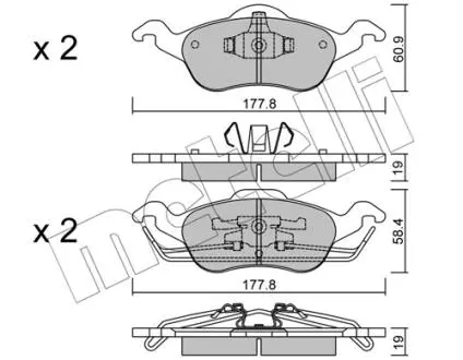 Колодки гальмівні (передні) Ford Focus 98-05 Metelli 22-0291-0