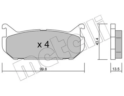Колодки гальмівні (задні) Mazda 626 91-02 Metelli 22-0303-0