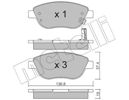 Тормозные колодки, дисковый тормоз.) Metelli 2203222