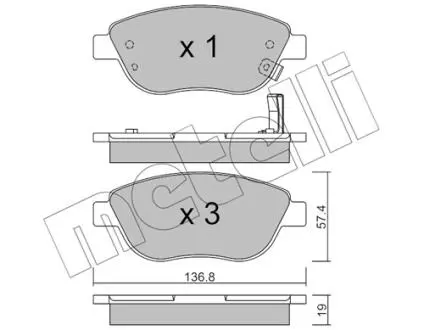 Тормозные колодки, дисковый тормоз.) Metelli 2203222