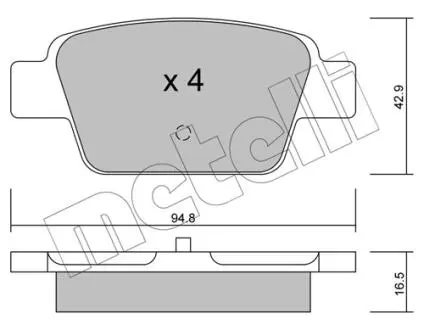 Колодки гальмівні (задні) Fiat Bravo II 07-14/Stilo 01-08/Linea 07-/Multipla 99-10/Lancia Delta 08- Metelli 22-0323-0