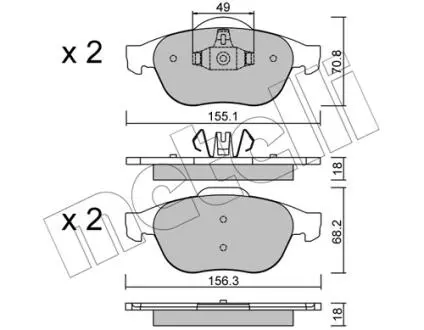 Тормозные колодки (передние) Renault Megane II 04-09/Scenic II/III/Grand Scenic II/III 03- Metelli 22-0336-2