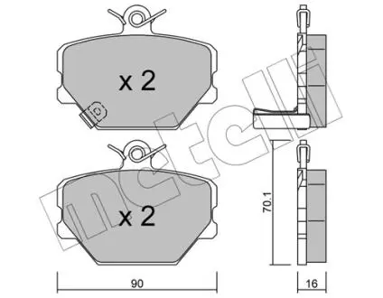 Тормозные колодки (передние) Smart Cabrio 00-04/City Coupe 98-04/Roadster 03-05/Fortwo 04- Metelli 22-0341-0