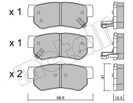 Колодки гальмівні (задні) Hyundai Tucson 04-/Santa Fe/Getz/Sonata 98-12/Kia Sportage/Carens 04- Metelli 22-0365-0