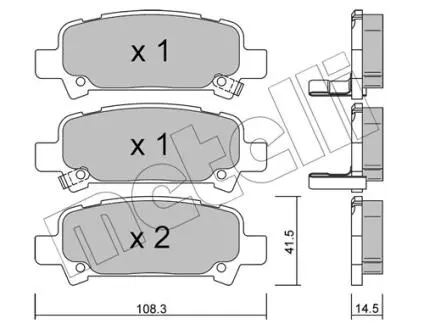 Колодки гальмівні (задні) Subaru Forester 98-08/Impreza 00-09/Legacy II/III 94-03/Outback 00-03 Metelli 22-0414-0