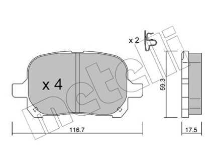 Колодки гальмівні (передні) Toyota Camry/ Lexus ES 96-06 Metelli 22-0429-0