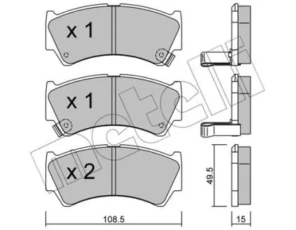Гальмівні колодки, дискове гальмо (набір) Metelli 2204360