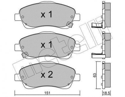 Тормозные колодки (передние) Toyota Avensis 03-08/Corolla Verso 04-09 Metelli 22-0450-0 (фото 1)