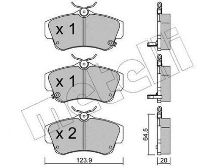 Тормозные колодки (передние) Chrysler PT Cruiser 1.6-2.4 00-10 Metelli 22-0521-0 (фото 1)