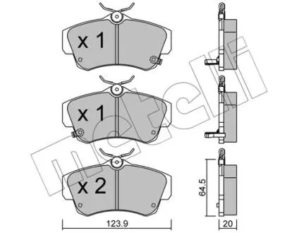 Тормозные колодки (передние) Chrysler PT Cruiser 1.6-2.4 00-10 Metelli 22-0521-0