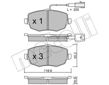 Тормозные колодки, дисковый тормоз.) Metelli 2205281