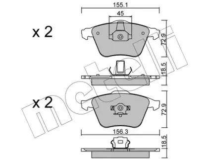 Тормозные колодки (передние) Ford Focus/Mazda 3/Volvo C30/C70/S40/V50/Opel Vectra C 05-14/V40 12- Metelli 22-0549-3
