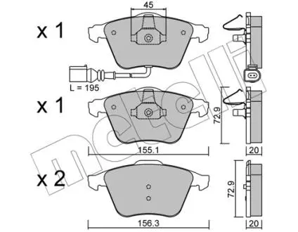 Тормозные колодки, дисковый тормоз.) Metelli 2205494