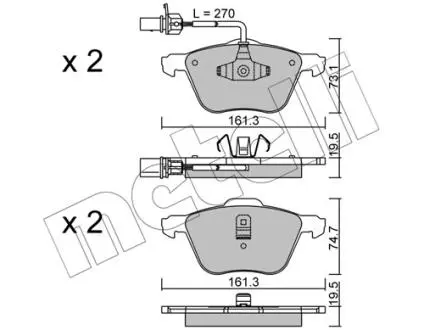 Тормозные колодки, дисковый тормоз.) Metelli 2205510