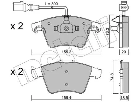 Колодки гальмівні (передні) VW Touareg 02-10 (+датчики) Metelli 22-0552-2