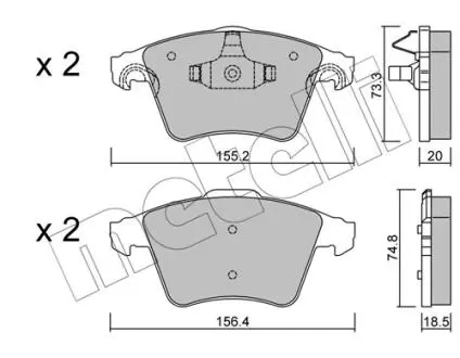 Тормозные колодки, дисковый тормоз.) Metelli 2205523