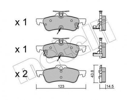Тормозные колодки (задние) Honda Civic IX 1.4-2.2D 12- Metelli 22-0556-2 (фото 1)