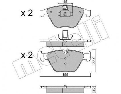 Колодки гальмівні (передні) BMW 3 (E90-E92)/ X1 (E84) 04-15 (Teves) Metelli 22-0558-8 (фото 1)