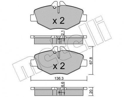 Тормозные колодки, дисковый тормоз.) Metelli 2205620