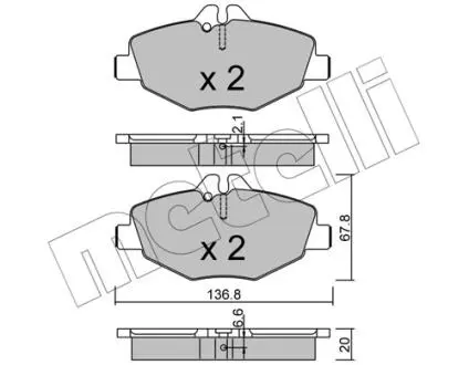 Тормозные колодки, дисковый тормоз.) Metelli 2205620