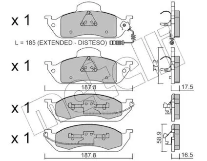 Колодки тормозные (передние) MB M-class (W163) 98-05 (+датчик) Metelli 22-0569-0