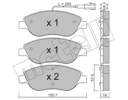 Тормозные колодки, дисковый тормоз.) Metelli 2205770