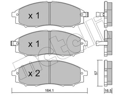 Колодки гальмівні (передні) Nissan Navara/Pick Up 2.4i/2.5 TD 98- (Akebono) Metelli 22-0611-0