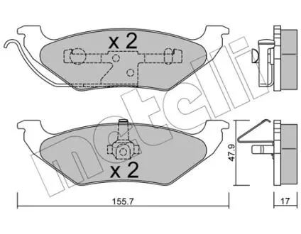 Гальмівні колодки, дискове гальмо (набір) Metelli 2206240