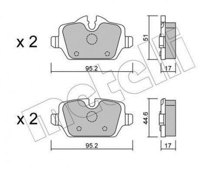 Тормозные колодки (задние) BMW 1 (E81/E82/E87)/3 (E90/E91/E92/E93) 04-13 Metelli 22-0641-0
