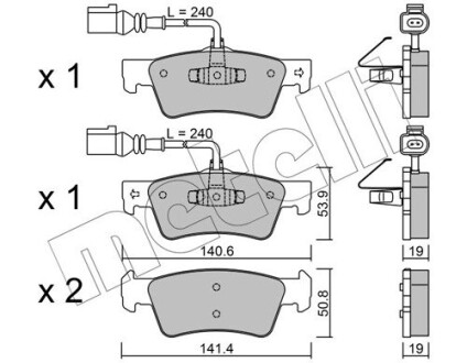 Тормозные колодки (задние) VW Touareg 2.5 TDI 02-10 Metelli 22-0661-0 (фото 1)