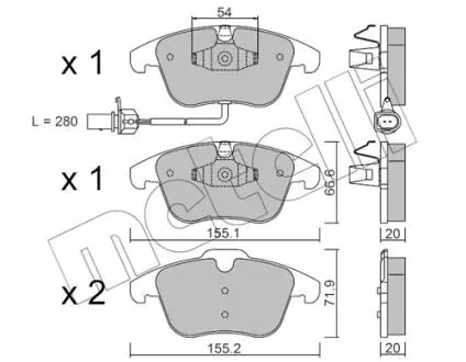 Колодки гальмівні (передні) Audi A4 07-18/Audi A5 07-/Audi Q5 12-17 (+датчик) Metelli 22-0675-2