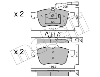 Тормозные колодки (передние) Alfa Romeo 159 05-11 Metelli 22-0703-0